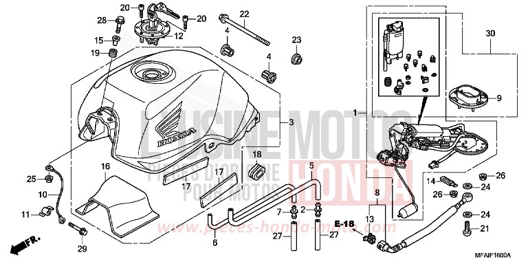 KRAFTSTOFFTANK/KRAFTSTOFFPUMPE von CBF1000 ABS PEARL SIENA RED (R320) von 2009